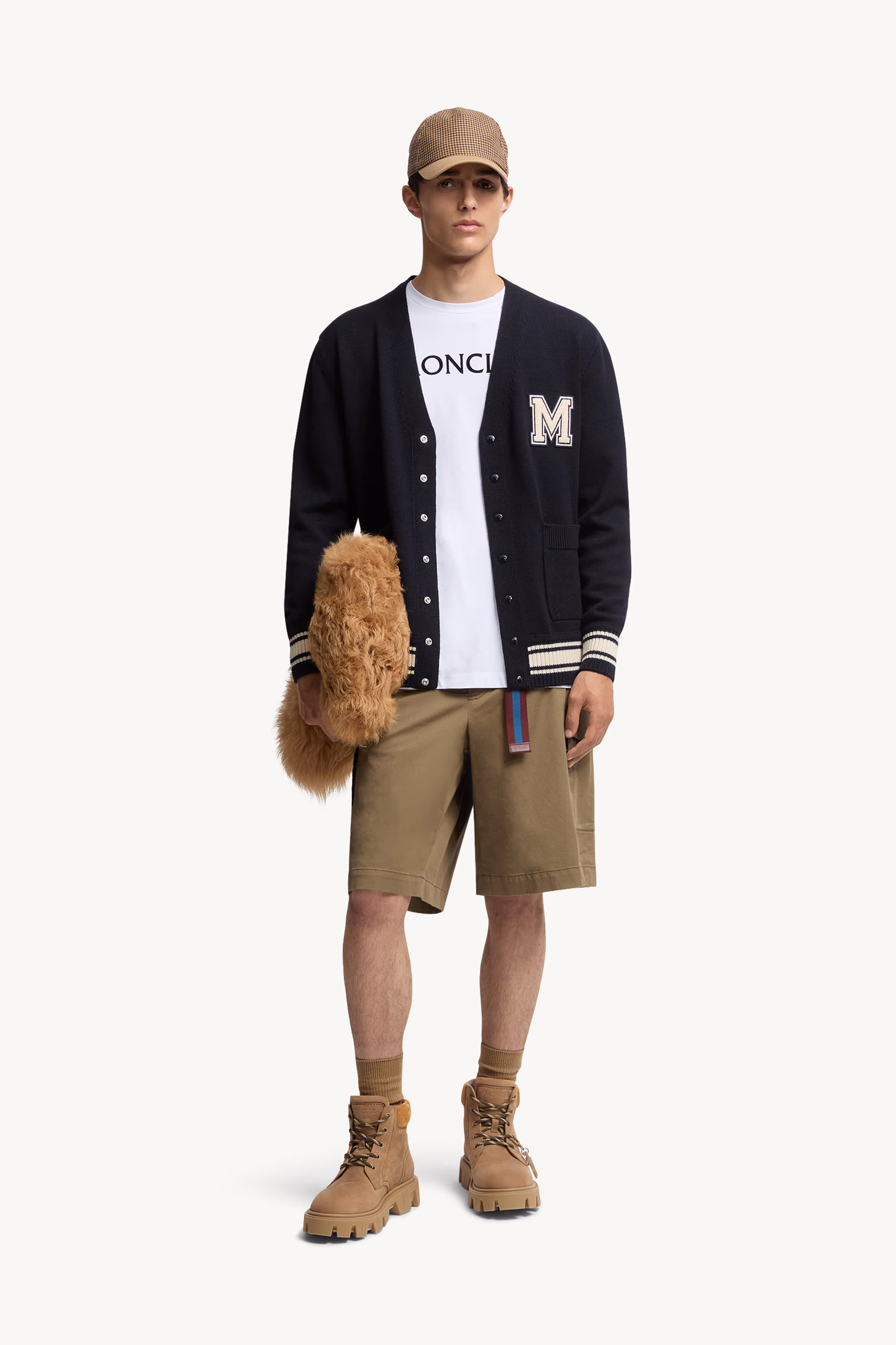 T-shirt en coton à logo floqué Hommes Blanc Moncler 0